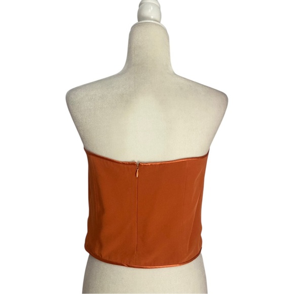 Sylvia Heisel Designer Burnt Orange Silk-Blend Strapless Bustier Top - Picture 5 of 7